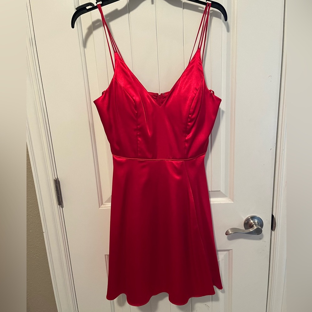 Sequins Hearts Red Satin mini Cocktail dress